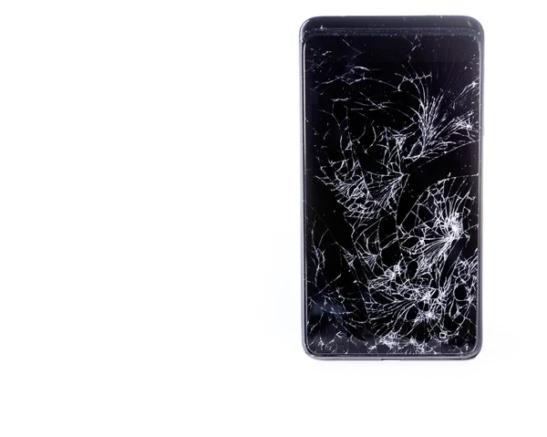 Mobilní smartphone s rozbitými obrazovky izolovaných na bílém. — Stock fotografie