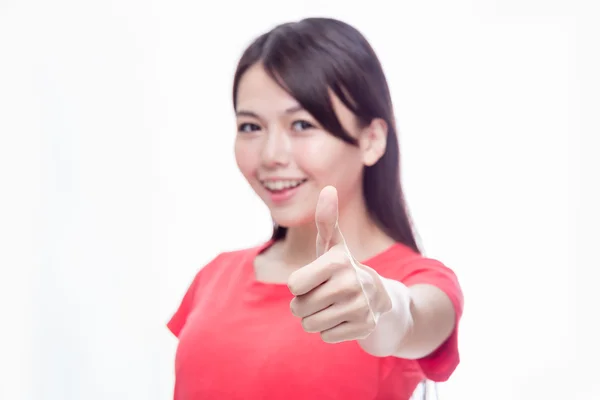 Chinese woman with thumbs-up — Stock Photo, Image