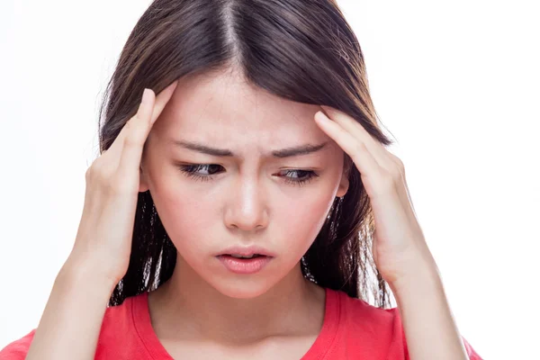 Aziatische vrouw met hoofdpijn — Stockfoto