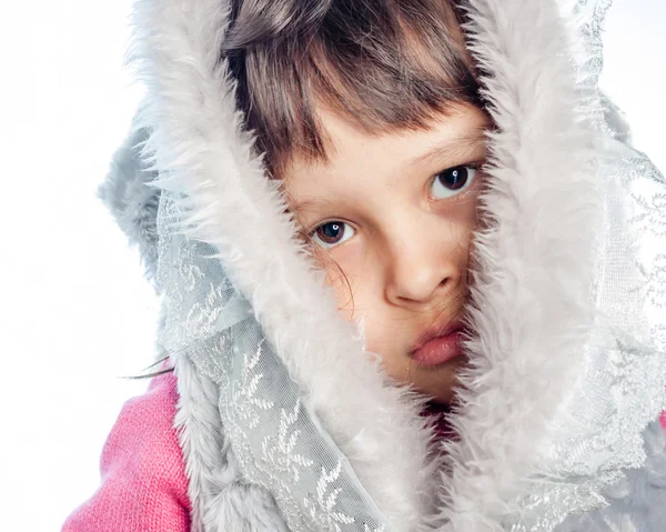 Portrait of youg girl with furry hood Royalty Free Stock Photos