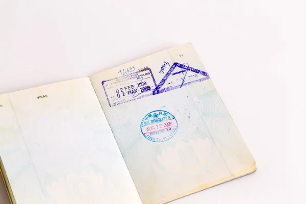 Visados y sellos en pasaporte —  Fotos de Stock