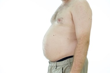 Adam şişman mide ile