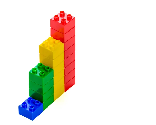 Colorful plastic bricks, isolated — Stock Photo, Image