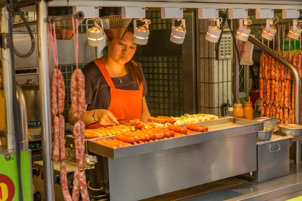 Vânzătorii stradali din zona comercială Danshui — Fotografie, imagine de stoc