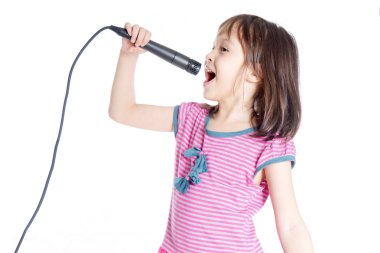 Girl with microphone clipart