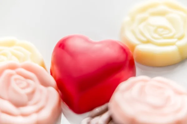 Chocolate heart in foil — Stock Photo, Image