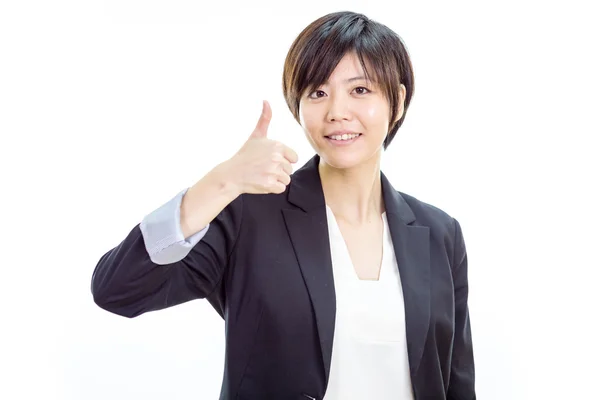 Asian businesswoman with thumbs up — Stock Photo, Image