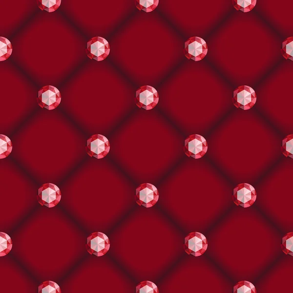 Бесшовный фон с красными круглыми кристаллами и бриллиантами Векторная Графика
