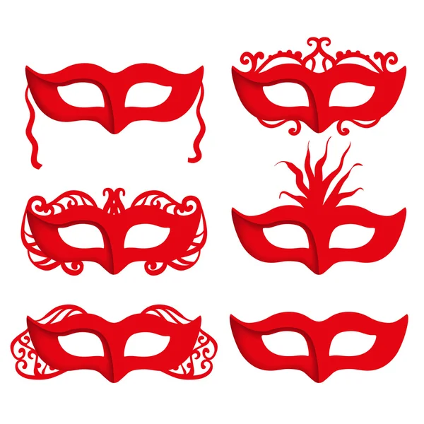 Red masks with shadows — Stock Vector