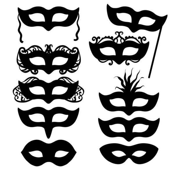 Forme nere di maschere Vettoriali Stock Royalty Free