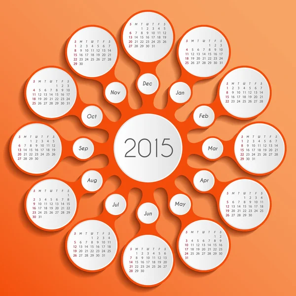 Metaball orange calendar 2015 — Stock Vector