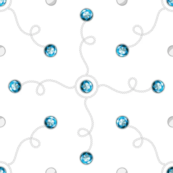 Gümüş Zincirler ve mavi kristalleri ile Seamless Modeli