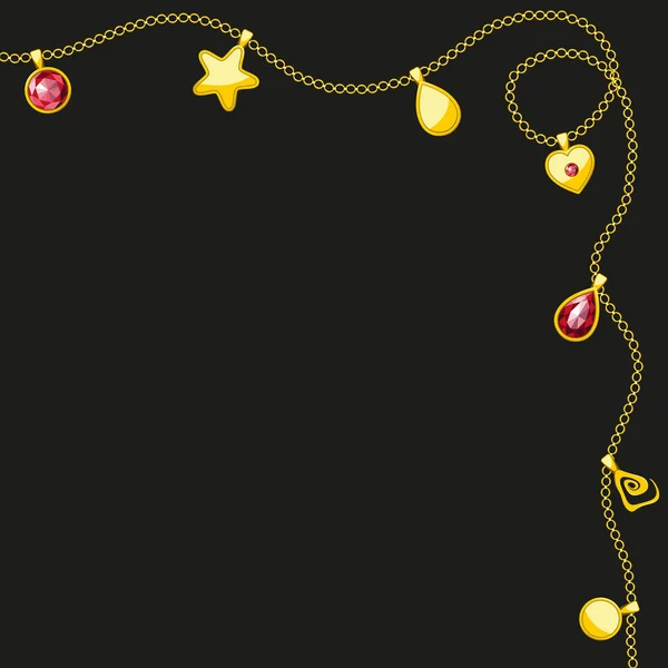 Arka plan ile altın zincir ve takılar