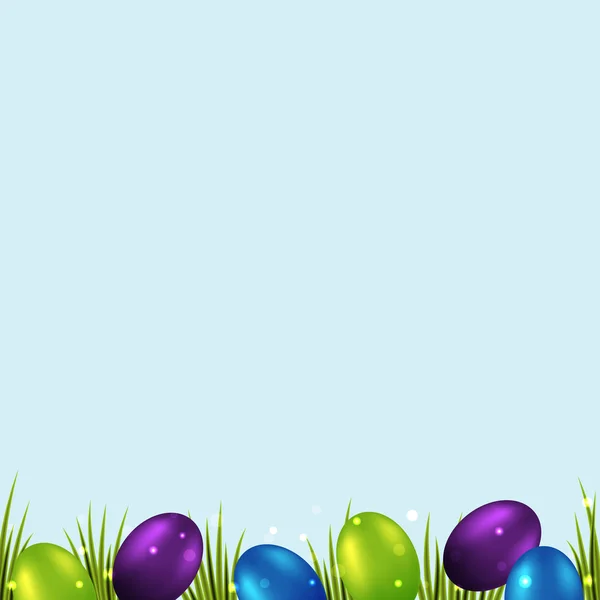 Background with border of blue, green and violet eggs — Stock Vector