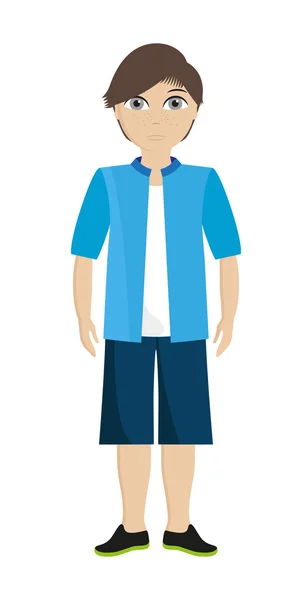 The boy in shorts and a blue jacket — Stock Vector