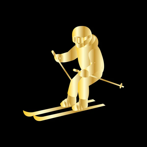 People Skiing Flat Style Design — 스톡 벡터