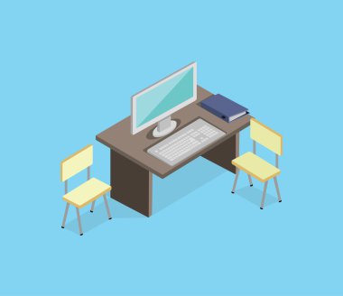 Workplace Empty Isolated Design Isometric