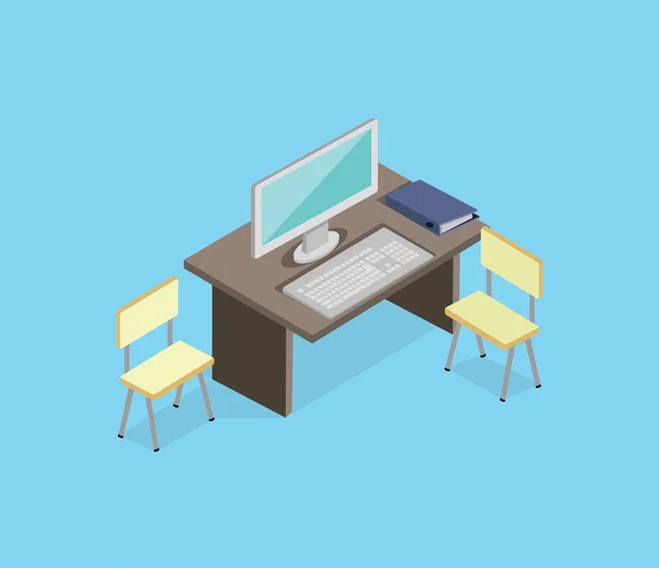 Workplace Empty Isolated Design Isometric — Stock vektor