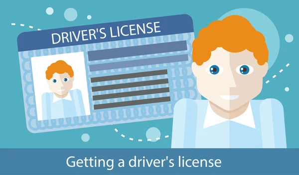 Cartoons Man with Driver License — Stok Vektör