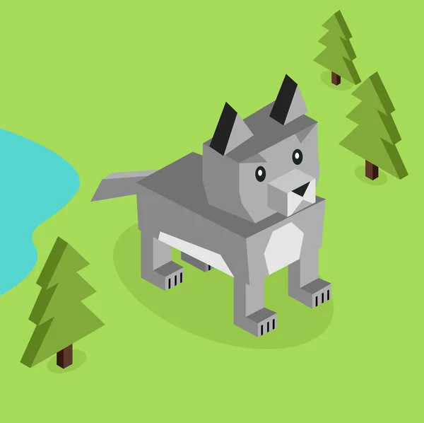 Wild Animal Wolf Isometric 3d Design — Διανυσματικό Αρχείο