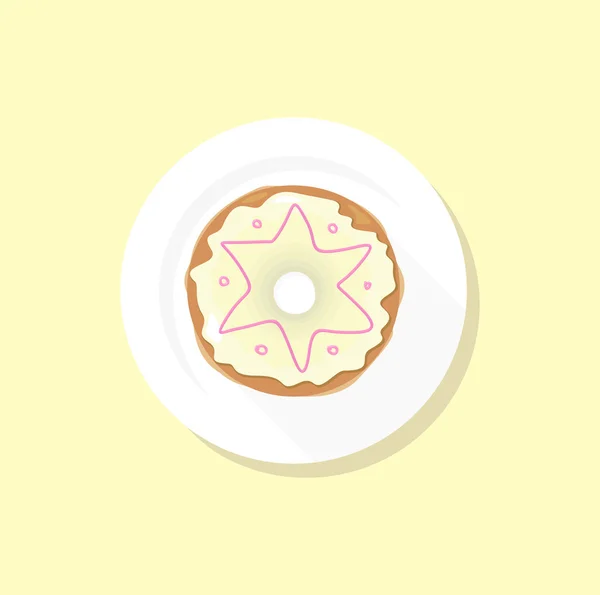 Doce Donuts Set Design Flat Food — Vetor de Stock