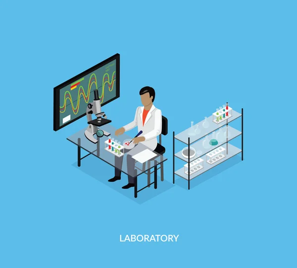 Science Lab Isomatric Design Flat — Διανυσματικό Αρχείο