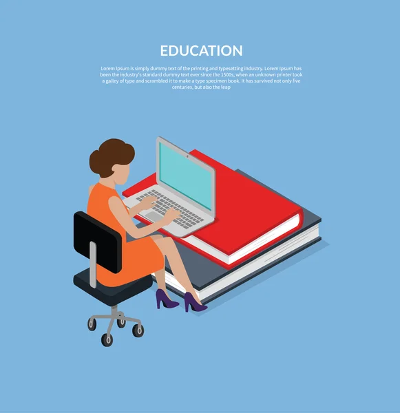 Education Concept 3d Isometric — Stock Vector