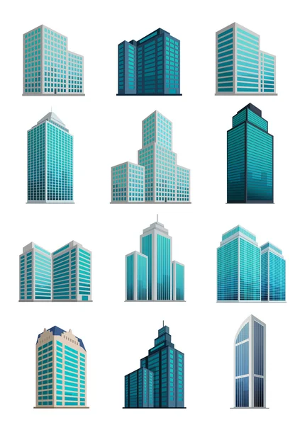 Conjunto de ícones arranha-céus Edifícios —  Vetores de Stock