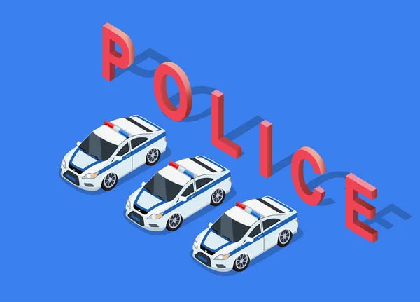 Isometrisches 3D-Polizeiauto — Stockvektor