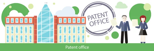 Concepto de Oficina de Patentes en Diseño Plano — Archivo Imágenes Vectoriales