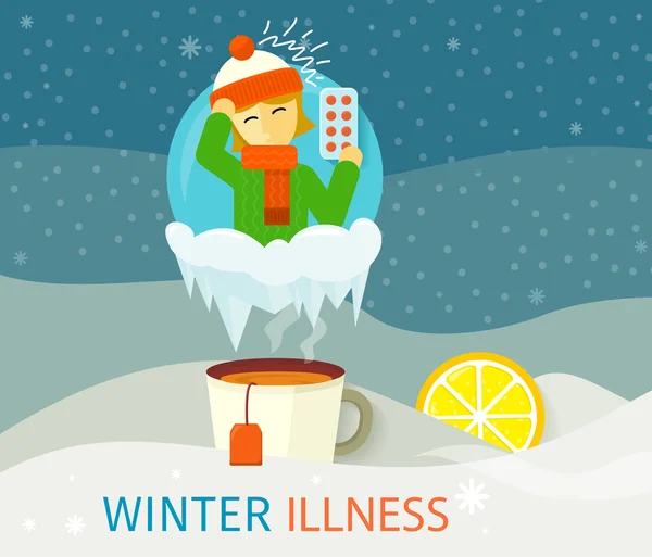 Winter Illness Season People Design - Stok Vektor