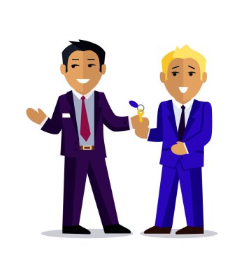 Illustration of Man Buys a New Car