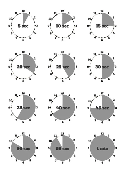 Set de tiempo Segundo diseño de cronómetro plano — Vector de stock