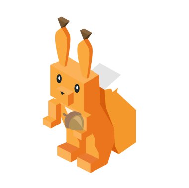 Wild Animal Squirrel Isometric 3d Design