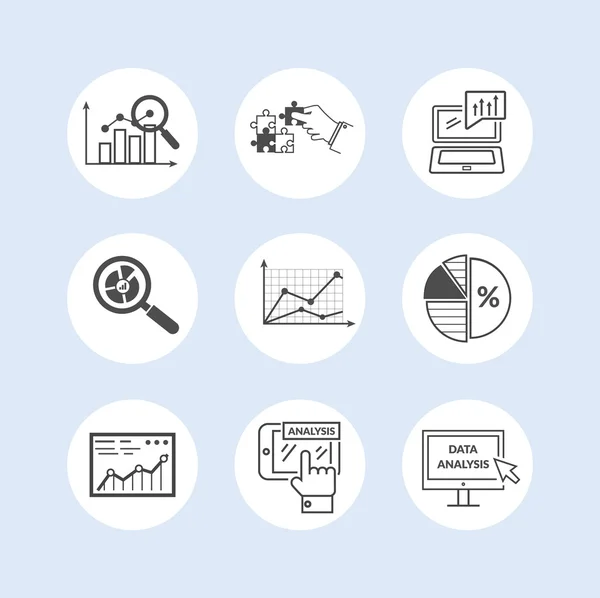 Set of Black Icons Data Analysis — Stock Vector