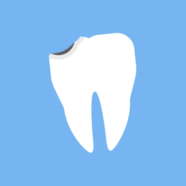 Broken White Tooth Design Flat — 스톡 벡터