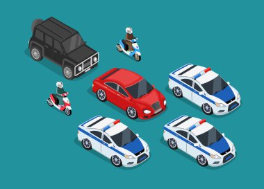 Police Motorcade Car Flat Design