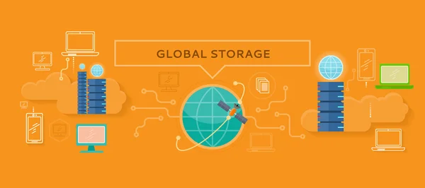 Global Storage Design Flat Concept — Stok Vektör