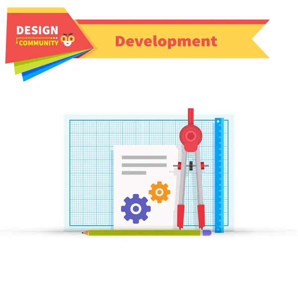 Desarrollo del diseño de la solución plana — Vector de stock