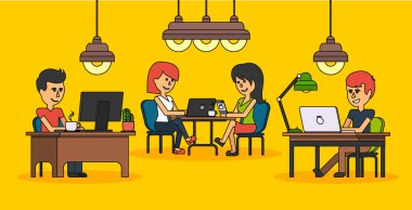 İnsanlar iş ofis tasarım düz