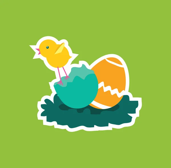 Icono de pollo de Pascua Diseño de huevo plano — Vector de stock