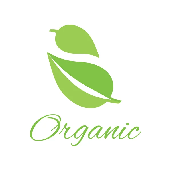 Logo biologique vert Feuille Design plat — Image vectorielle