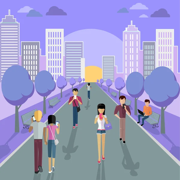 İnsanlar sokakta Smartphone ile