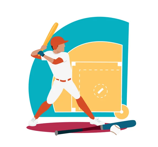 Baseball Sport Concetto Icona Design piatto — Vettoriale Stock