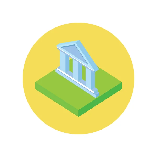 Izometrická bankovní pobočka-ikona — Stockový vektor
