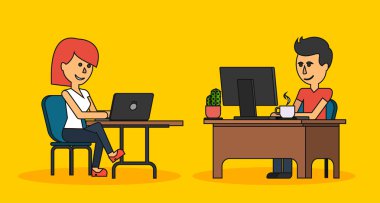 İnsanlar iş ofis tasarım düz