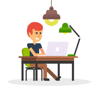 Adam iş bilgisayarla tasarım düz