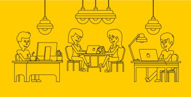 İnsanlar iş ofis tasarım düz