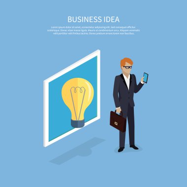 İş Fikri, Akıllı Telefon Tasarımı Düz Ile Adam