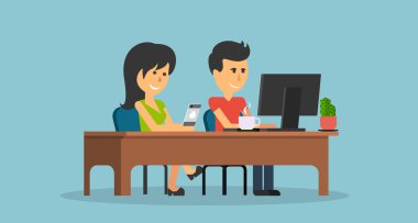 İnsanlar iş ofis tasarım düz